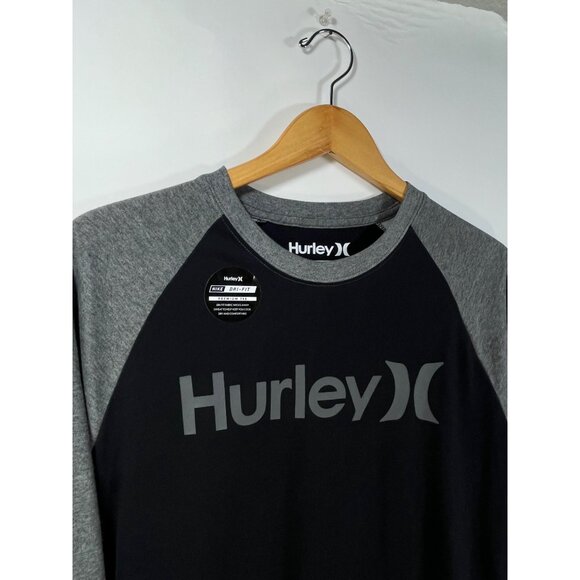 Hurley TShirt Baseball Tee Nike Dri Fit Black Grey Hurley Baseball Tee Mens M - Picture 3 of 10
